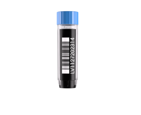 4C Strikamerkt 2D sýnaglös 2000 μl, Blue cap, 50 SBS Rack/2400 Tubes