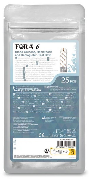 FORA 6 3-Í-1 strimlar - BG, HCT, HB (25 stk/poki)