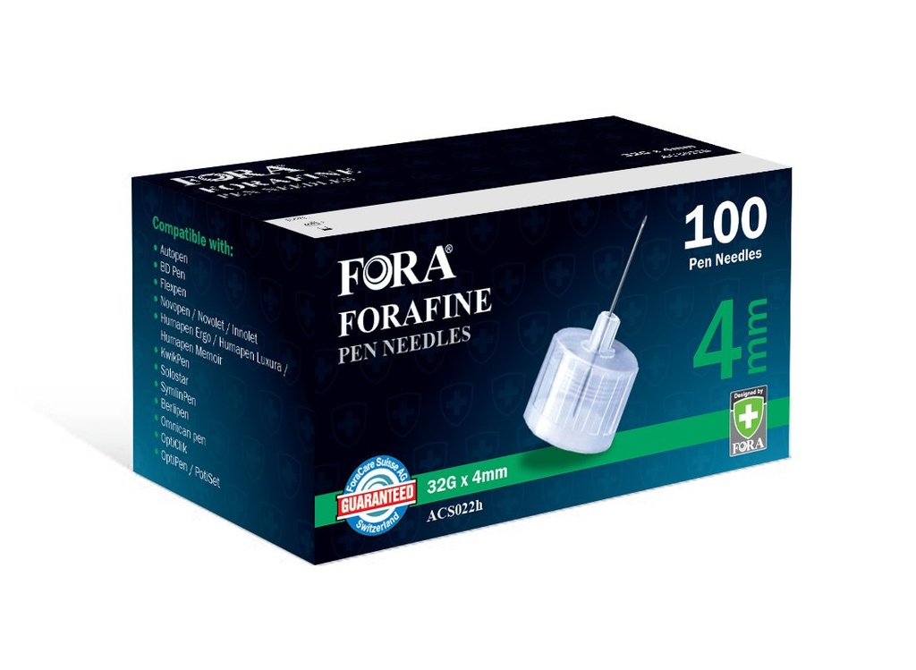 FORA Lyfjapenna nálar 4mm (100/box)